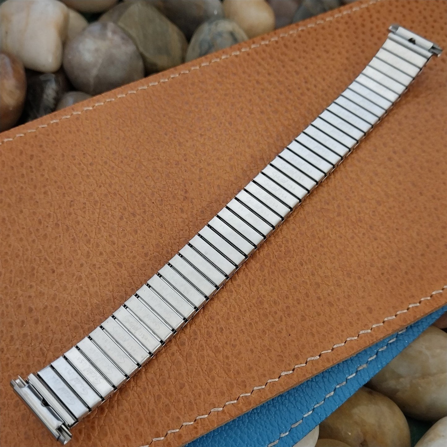 1970s nos Speidel USA Stainless Rice Beads Steel Long Vintage Watch Band