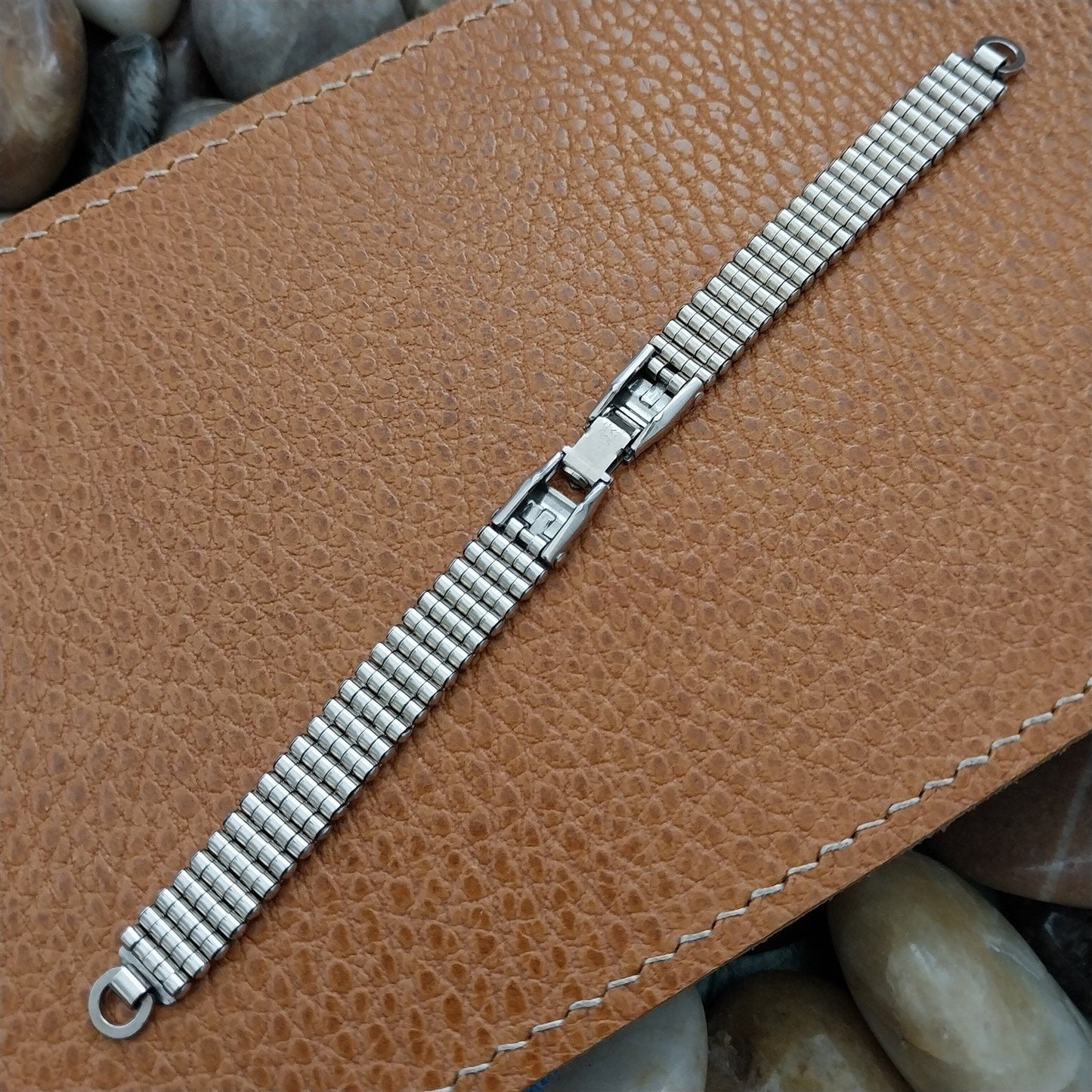 1940s Duchess White Gold-Filled Ladies Basketweave Mesh nos Vintage Watch Band