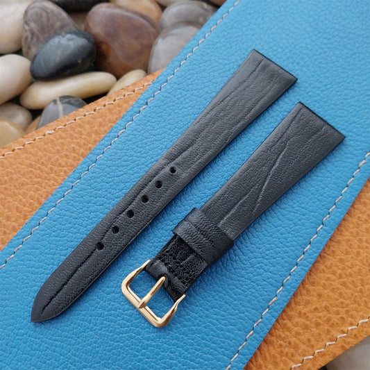 3/4" Kreisler Black Buffalo Calf Leather Classic Unused 1960s Vintage Watch Band