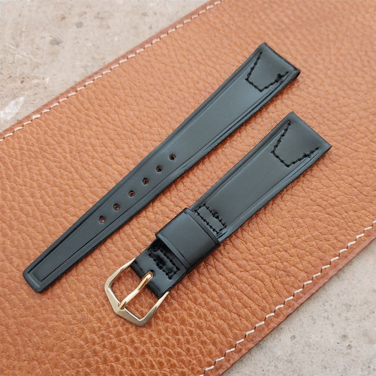 Black Shell Cordovan 18mm Kreisler Unused Classic nos 1960s Vintage Watch Band