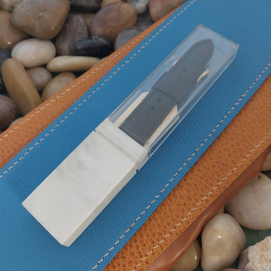 3/4" 19mm Kreisler Black Saddle Unused 1950s Classic Tapered Vintage Watch Band