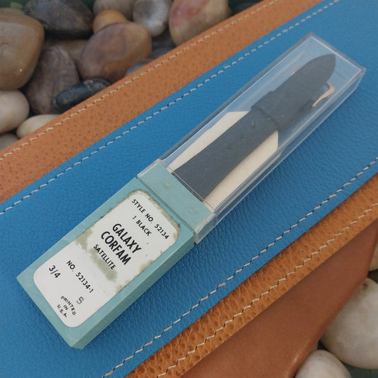 19mm 3/4" Kreisler USA Short Corfam Tapered Unused 1960s nos Vintage Watch Band