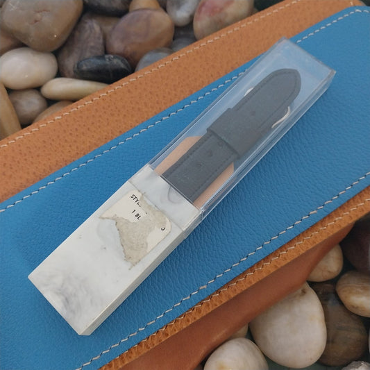 19mm Kreisler Black Boarded Saddle Tapered Unused Classic 50s Vintage Watch Band