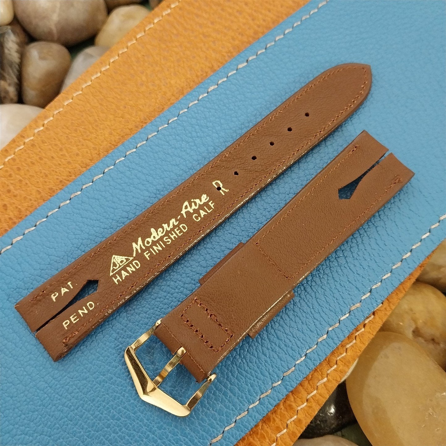 JB Champion Brown Calfskin Leather Modern-Aire nos 1950s Vintage Watch Band