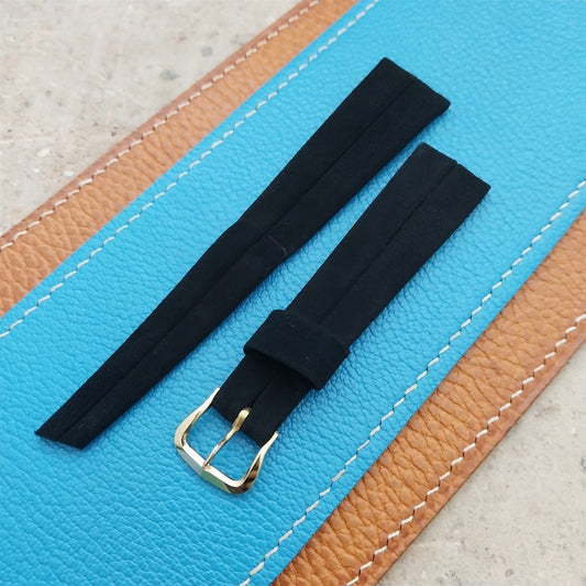 3/4" Kreisler Trophy Black Suede nos Unused 1960s Vintage Watch Strap