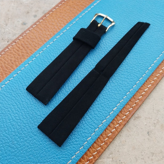 3/4" Kreisler Trophy Black Suede nos Unused 1960s Vintage Watch Strap