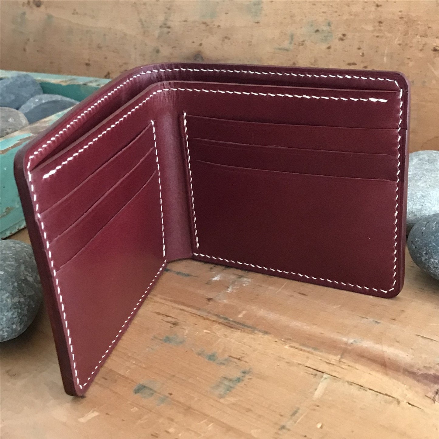 Handmade Saddle Whiskey & Plum Italian Leather Billfold Wallet