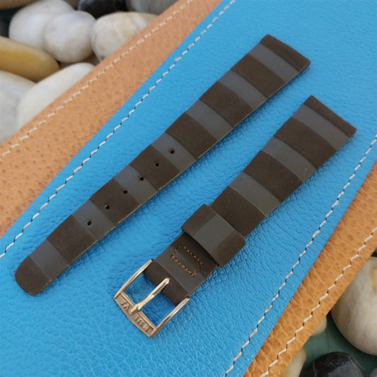 Bulova Brown Corfam & Tuning Fork Buckle 18mm Unused 1960s Vintage Watch Band