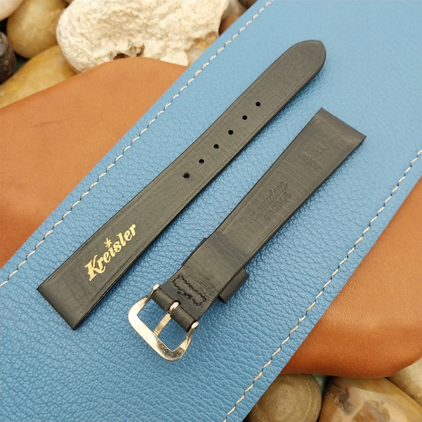 Vintage 5/8" Kreisler Gray Beadline Saddle Leather nos Classic 1960s Watch Band