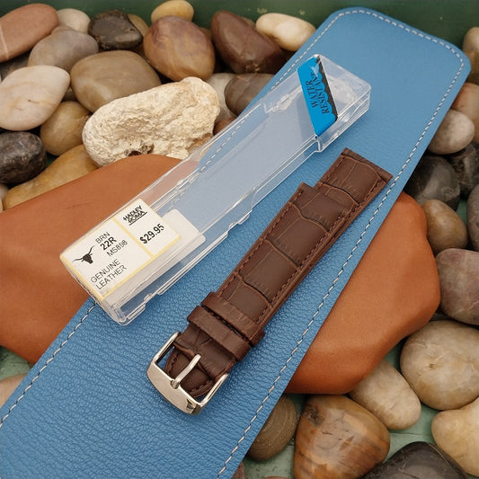 Hadley Roma 22mm Brown Alligator Grain Leather Watch Band New in Package