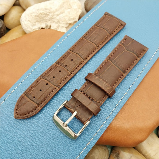 Hadley Roma 22mm Brown Alligator Grain Leather Watch Band New in Package
