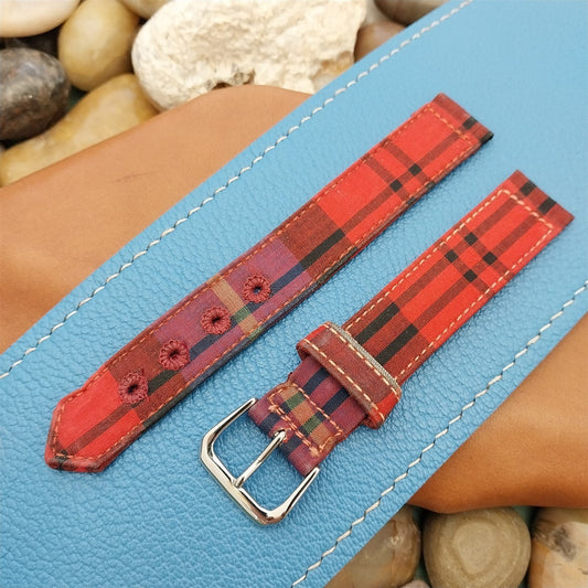 Vintage 16mm Red Madras Plaid Tropical nos Unused Classic 1950s Watch Band