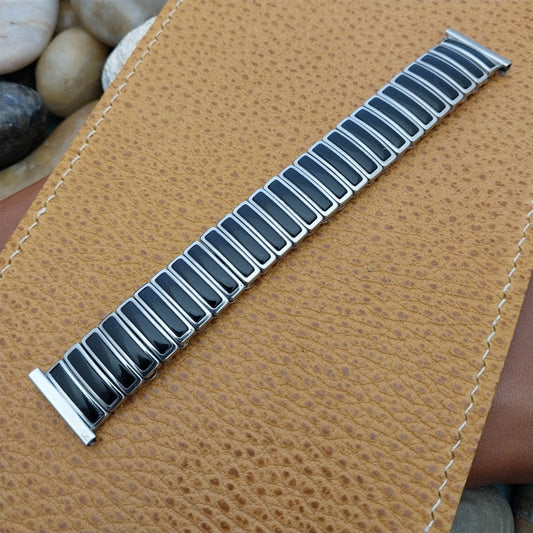 19mm 18mm JB Champion Short Stainless Steel & Black nos 50s Vintage Watch Band