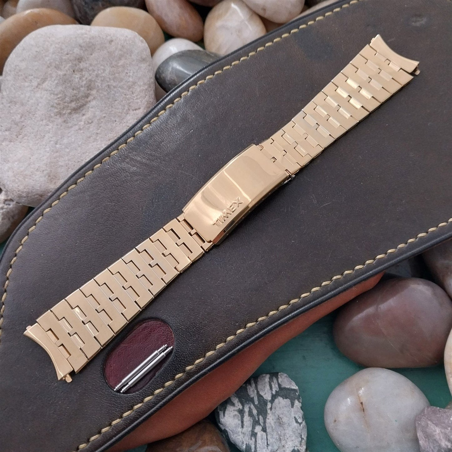 1970s Timex Yellow Gold-Tone 19mm Classic Unused nos Vintage Watch Band