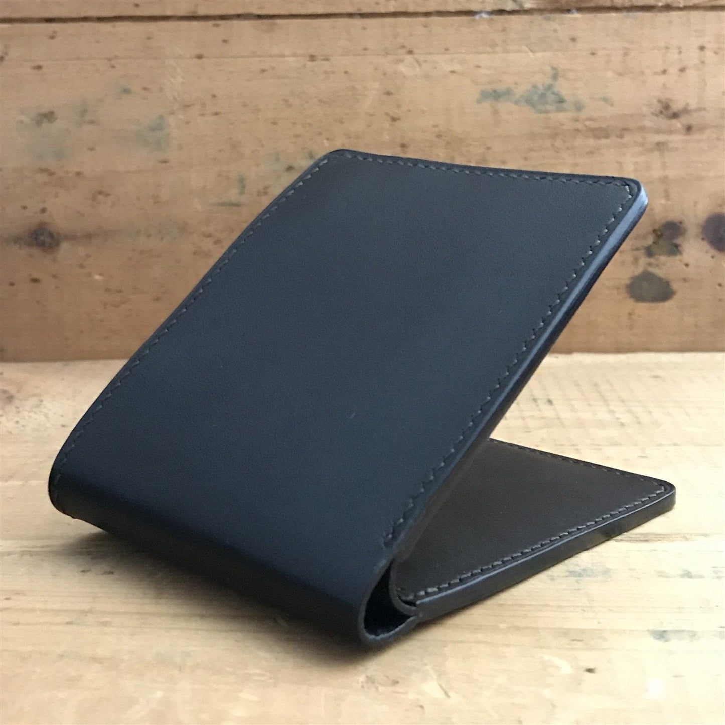 Handmade Black English Bridle Leather Classic Billfold Wallet