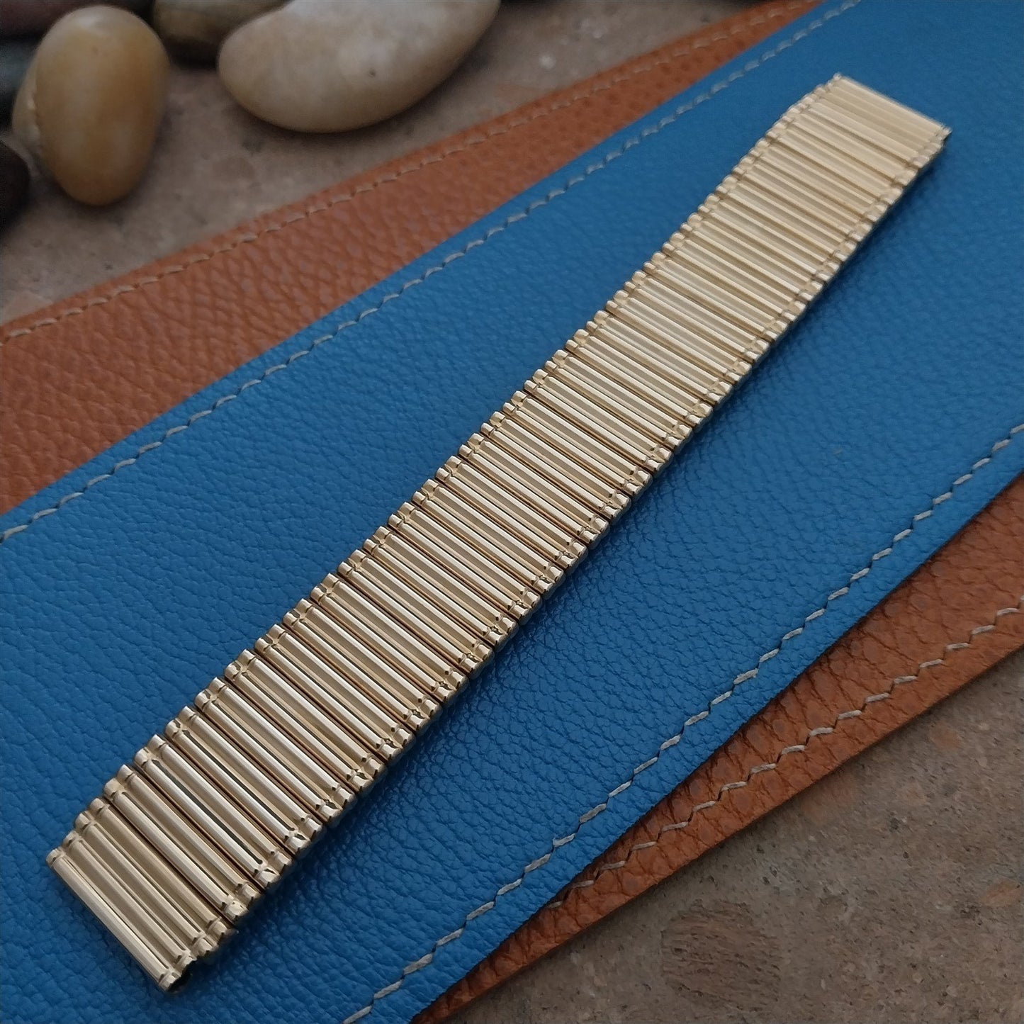 Vintage Wide 14kt Gold-Fill 19mm Kreisler Golden Bamboo Unused 1950s Watch Band