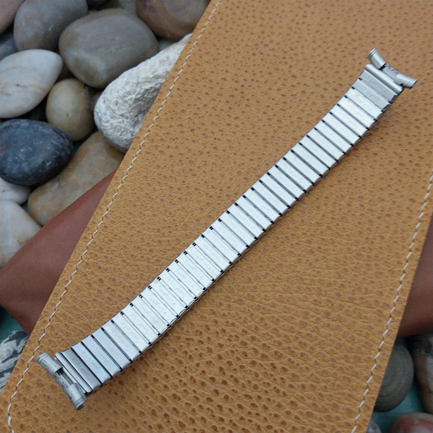 1960s Stainless Steel & Black Romunda Speidel Classic Unused Vintage Watch Band