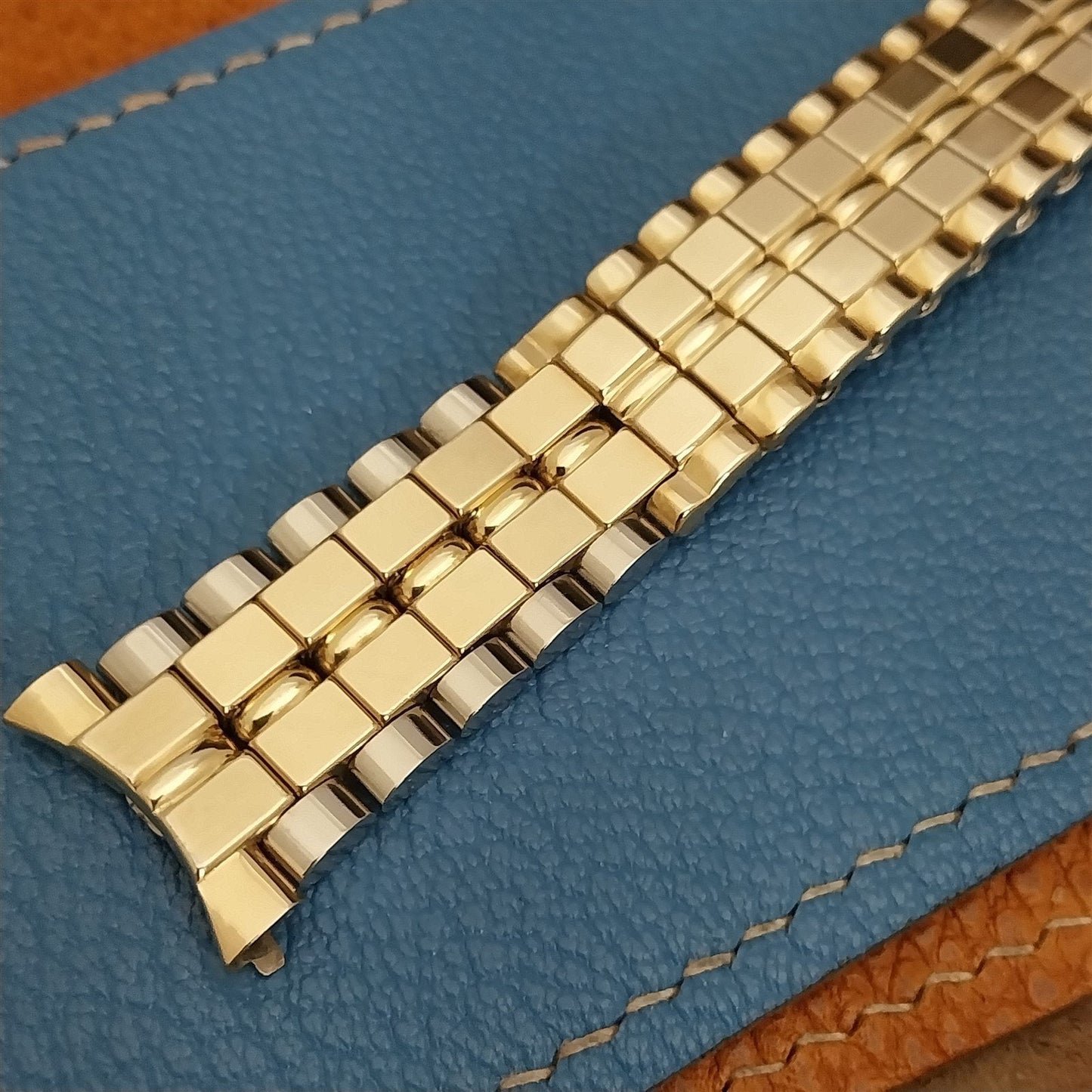 19mm JB Champion Stainless & Gold Bullet Link Classic 1960s Vintage Watch Band