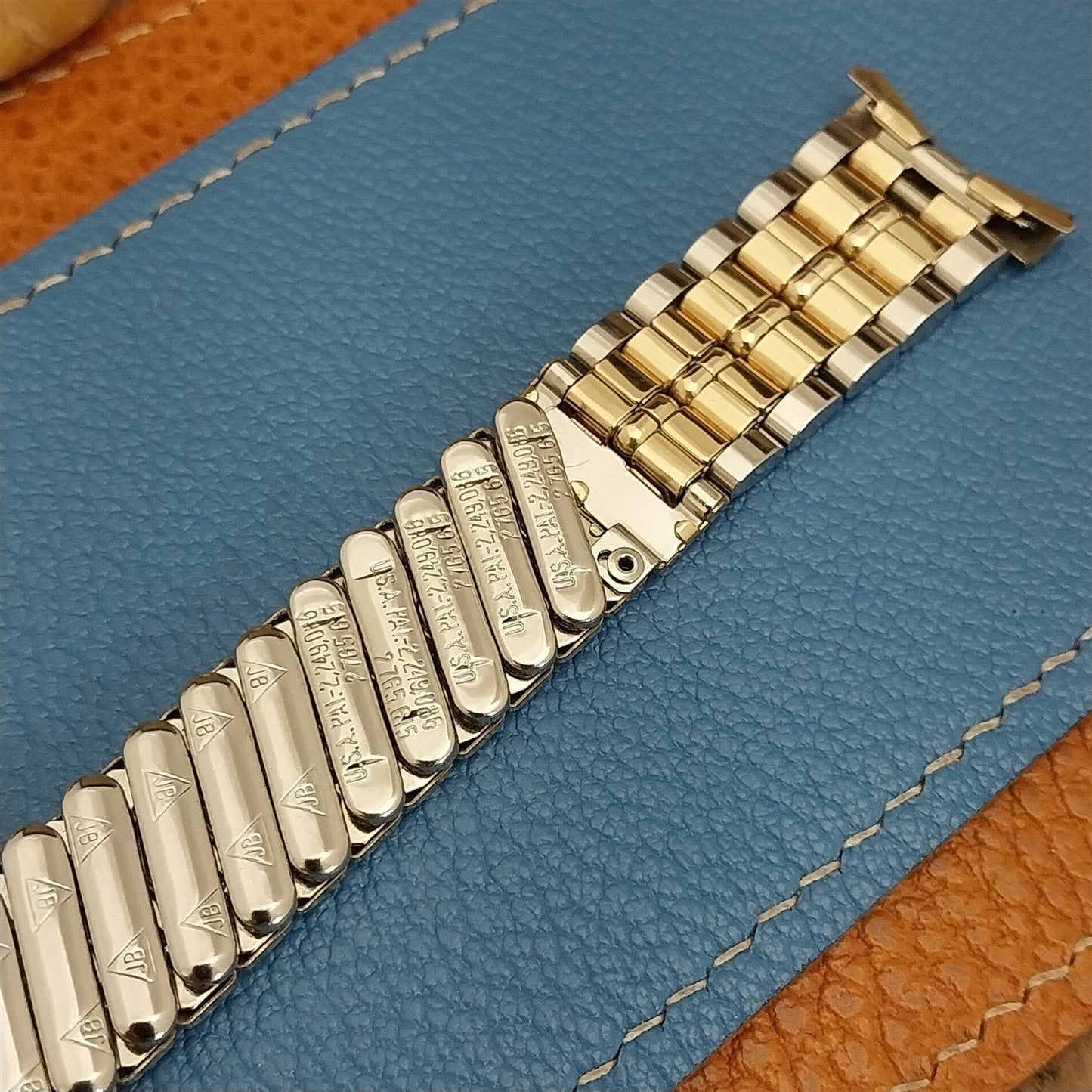 19mm JB Champion Stainless & Gold Bullet Link Classic 1960s Vintage Watch Band