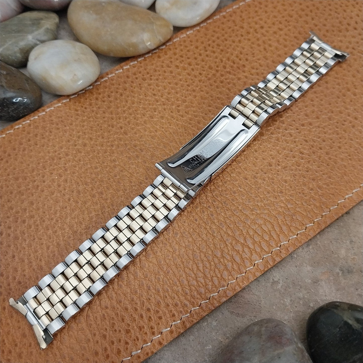 3/4" JB Champion Classic Gold-Filled & Stainless Brick Link Vintage Watch Band