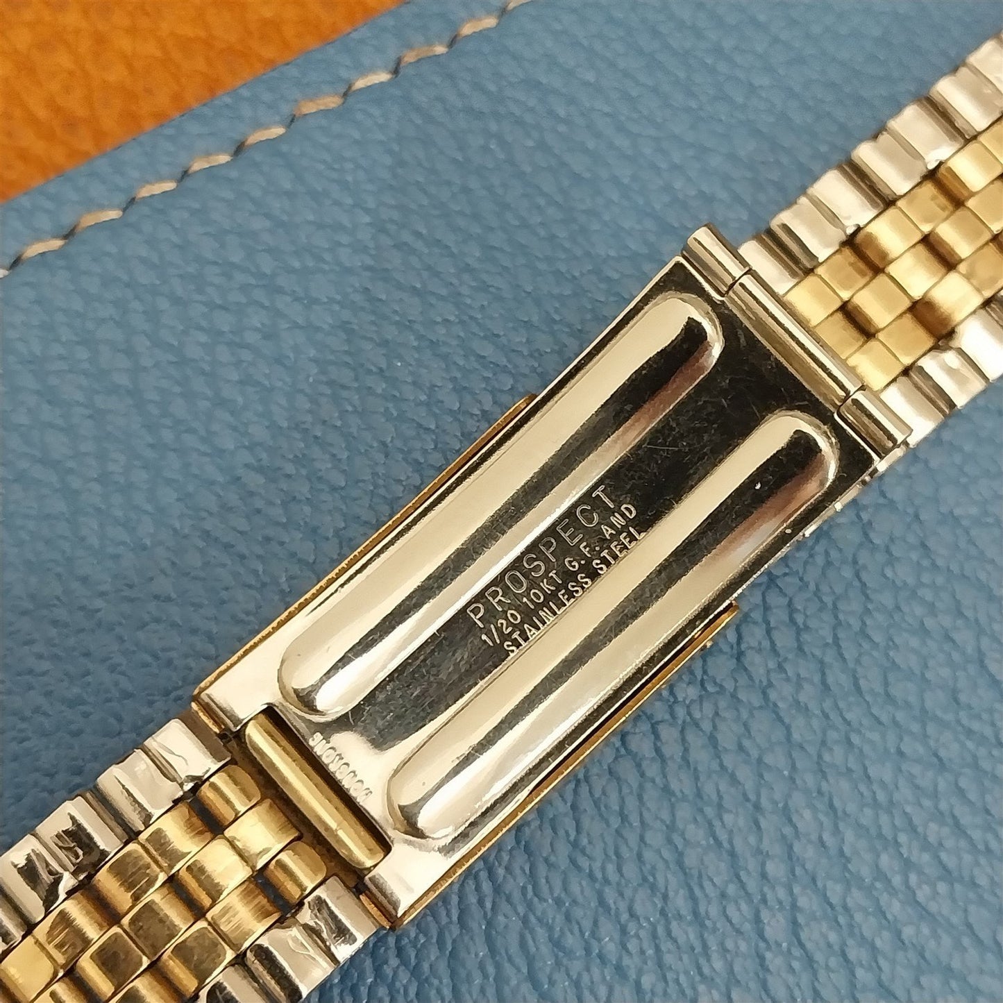 18mm Benrus 10k Gold-Filled & Stainless Prospect Unused nos Vintage Watch Band