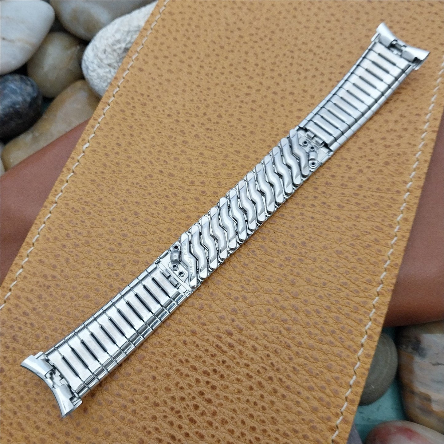 Kreisler White 10k Gold-Filled Jaguar nos Unused 1960s Vintage Watch Band