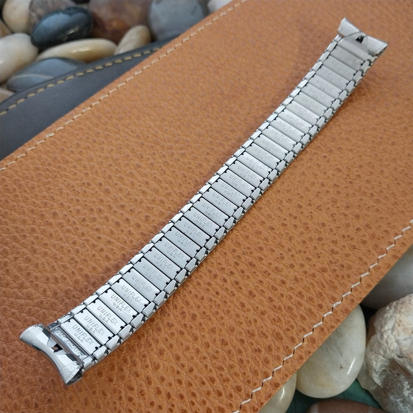 1960s 17mm UniFlex USA Stainless Steel Slim Expansion nos Vintage Watch Band