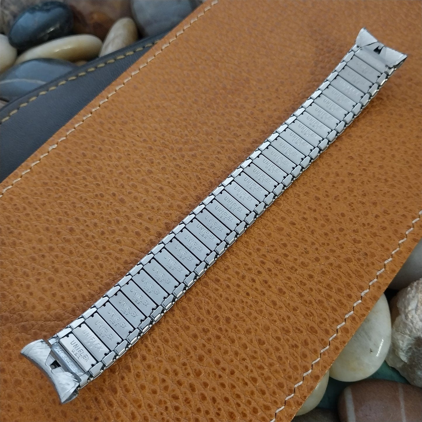 1960s 17mm Stainless Steel Slim Expansion UniFlex USA Unused Vintage Watch Band