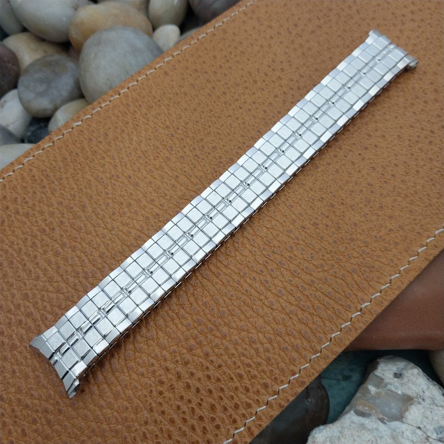 19mm 18mm Speidel Gladiator Classic 10k White Gold Filled nos Vintage Watch Band