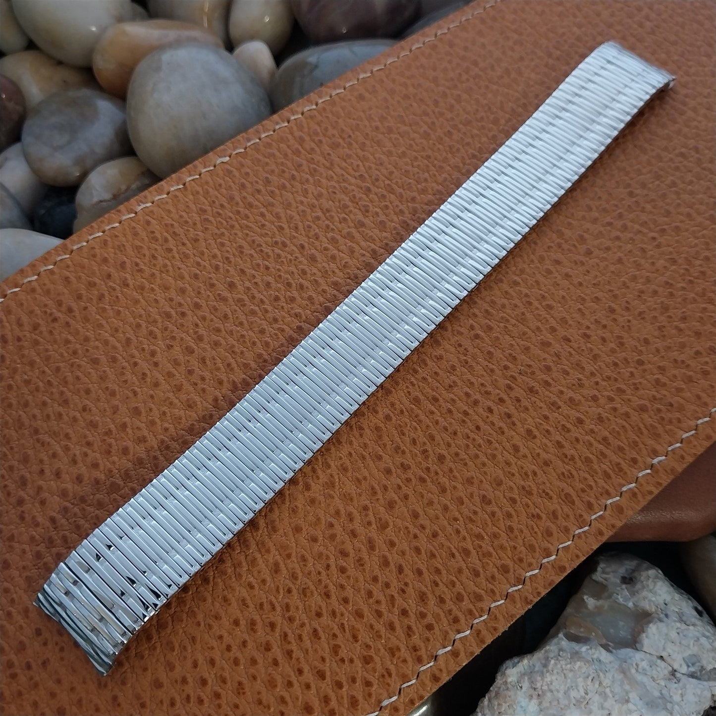 17.2mm 10K White Gold-Filled Classic Speidel Long Thinline Vintage Watch Band