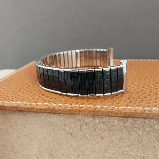 Vintage 19mm 18mm 17mm 16mm Speidel Black & Stainless Steel Romunda Watch Band