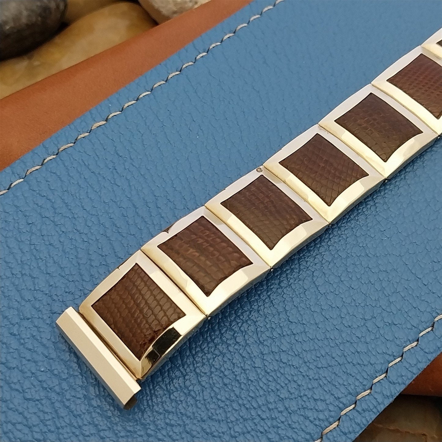 Knights of Columbus Flex-Let Gold-Filled & Lizard Unused 50s Vintage Watch Band