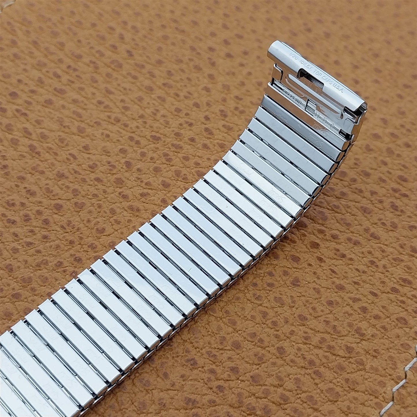 17.2mm 10K White Gold-Filled Speidel Long Thinline nos Unused Vintage Watch Band