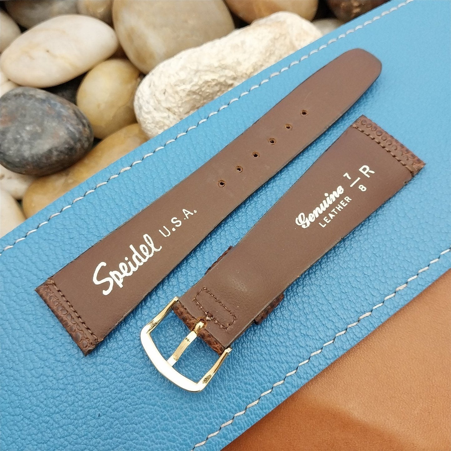 7/8" 22mm Lizard-Grain Leather USA-Made Brown New Old Stock Vintage Watch Band