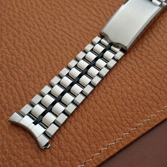 19mm Vintage JB Champion Stainless Steel & Black Unused Watch Band