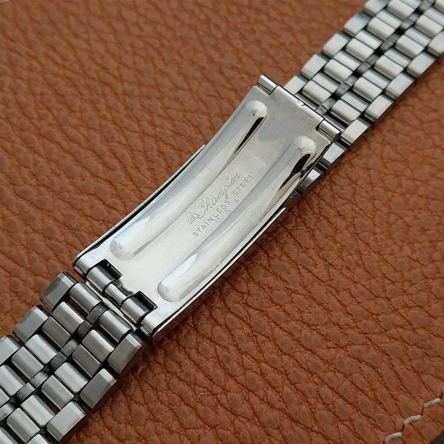 19mm Vintage JB Champion Stainless Steel & Black Unused Watch Band