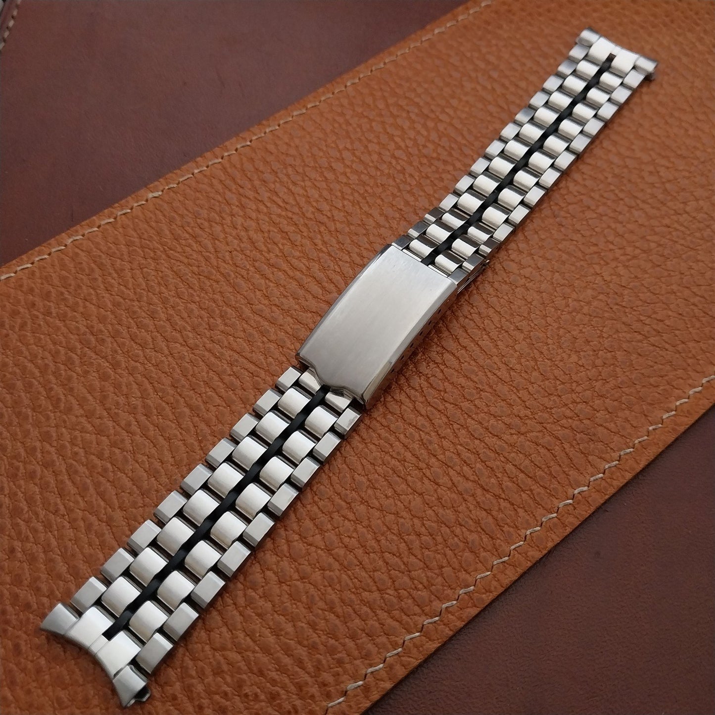 19mm Vintage JB Champion Stainless Steel & Black Unused Watch Band