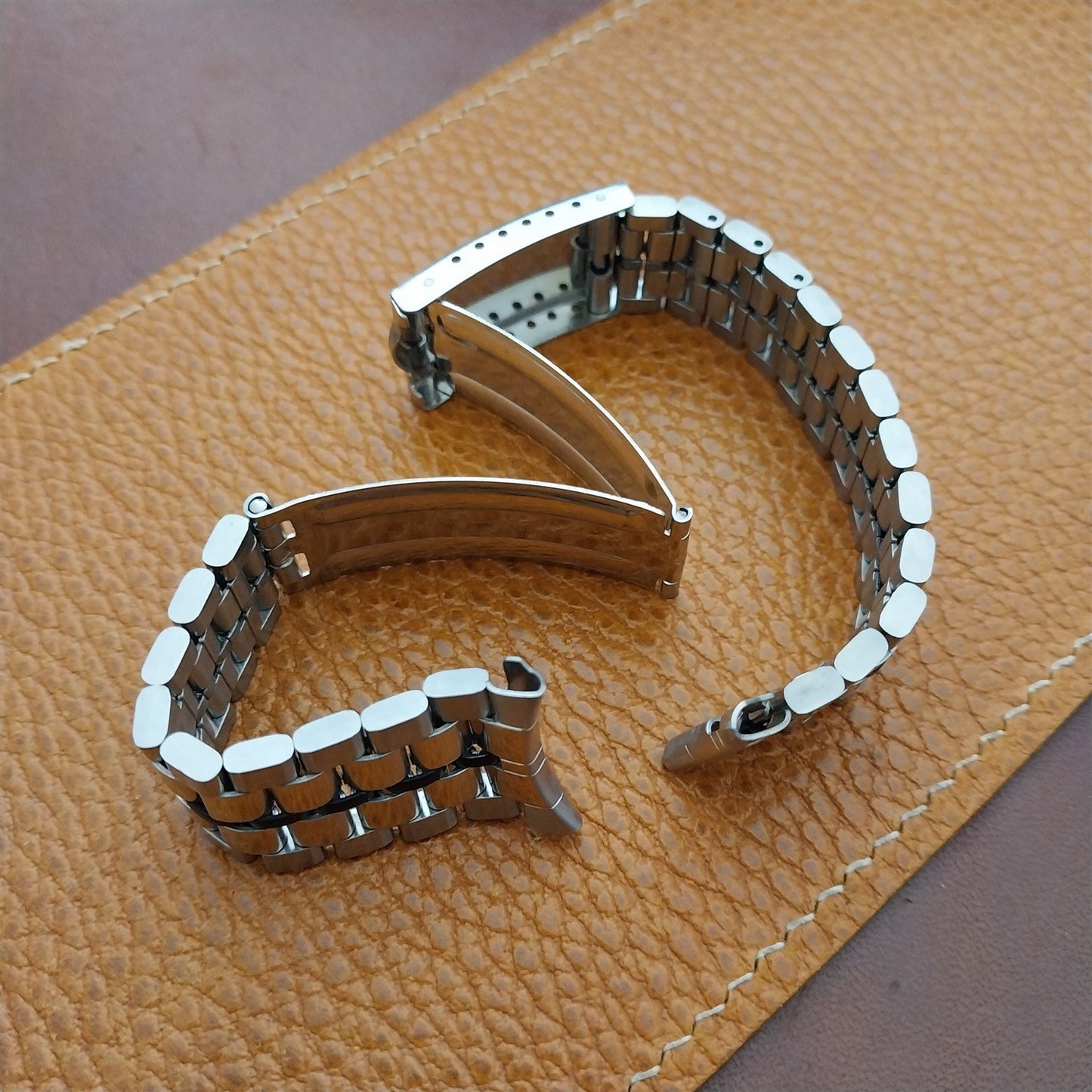 19mm Vintage JB Champion Stainless Steel & Black Unused Watch Band