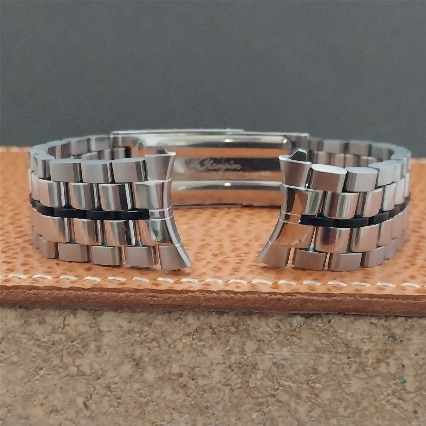 19mm Vintage JB Champion Stainless Steel & Black Unused Watch Band