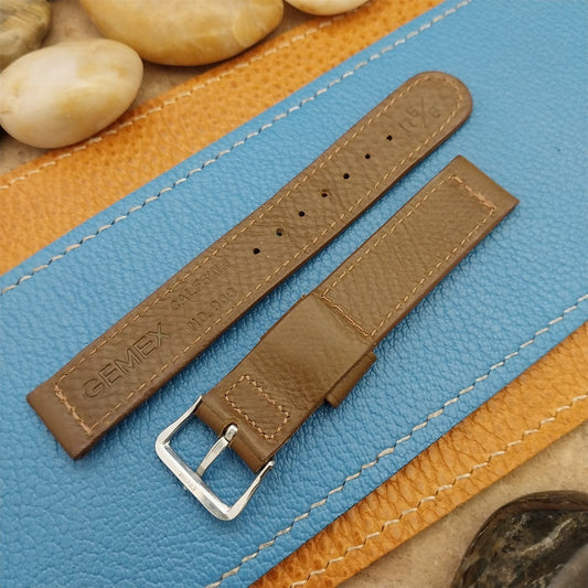 A-11 Elgin Buckle & 5/8" Gemex Brown Calfskin Leather nos Vintage Watch Band