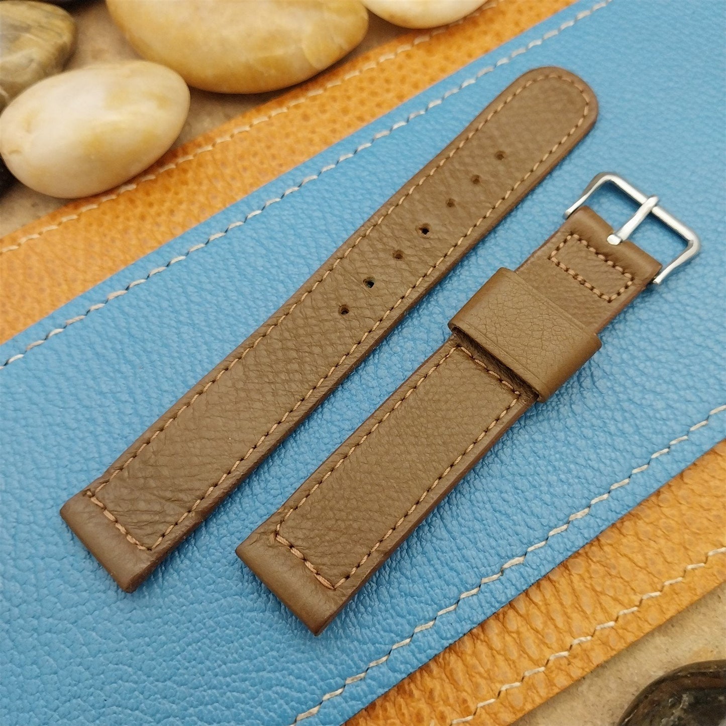 A-11 Elgin Buckle & 5/8" Gemex Brown Calfskin Leather nos Vintage Watch Band