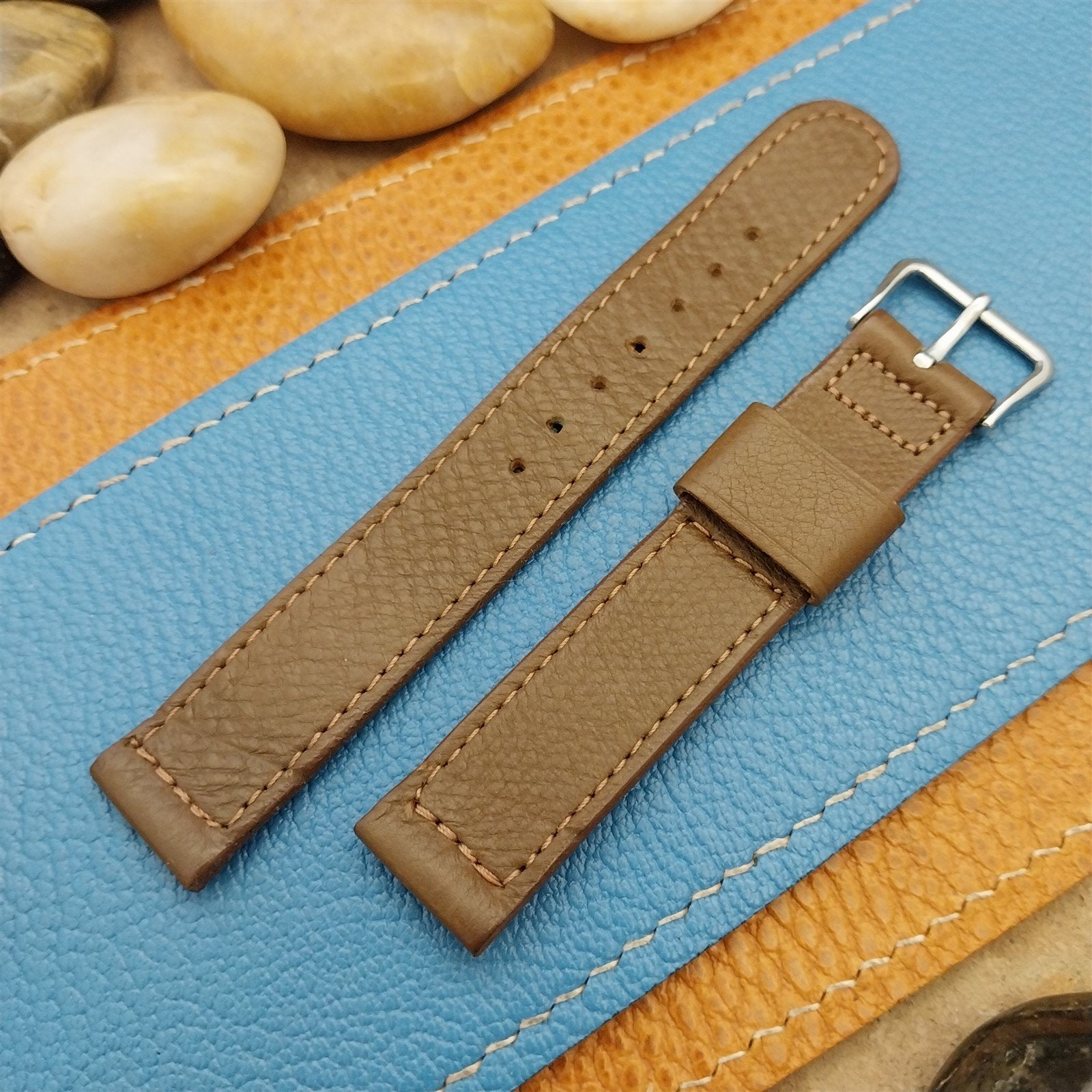 A-11 Elgin Buckle & 5/8" Gemex Brown Calfskin Leather nos Vintage Watch Band