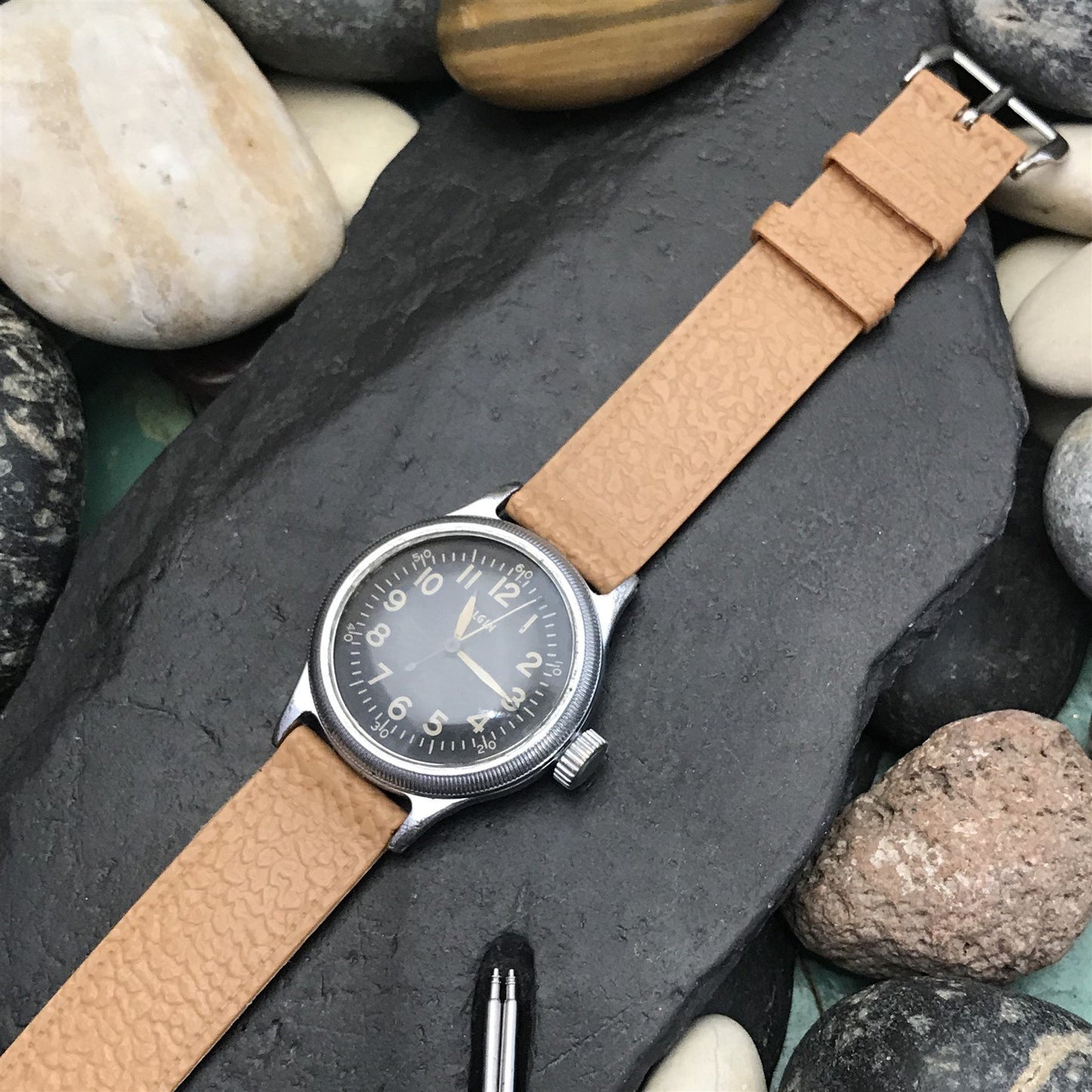 5/8" 1940s Plastic 2-piece Vintage Military Field Watch Strap