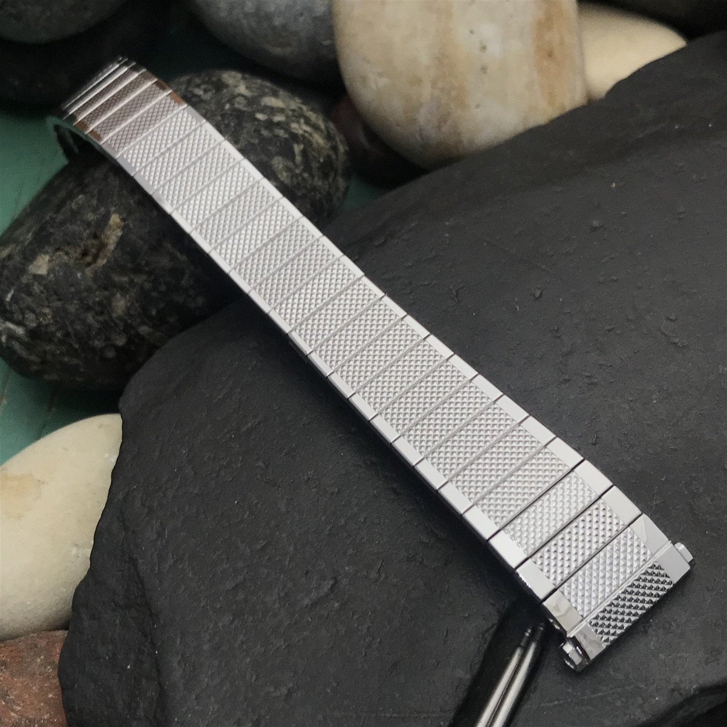 18mm 19mm Speidel Tapered 19mm 10k White Gold-Filled 1970s Vintage Watch Band