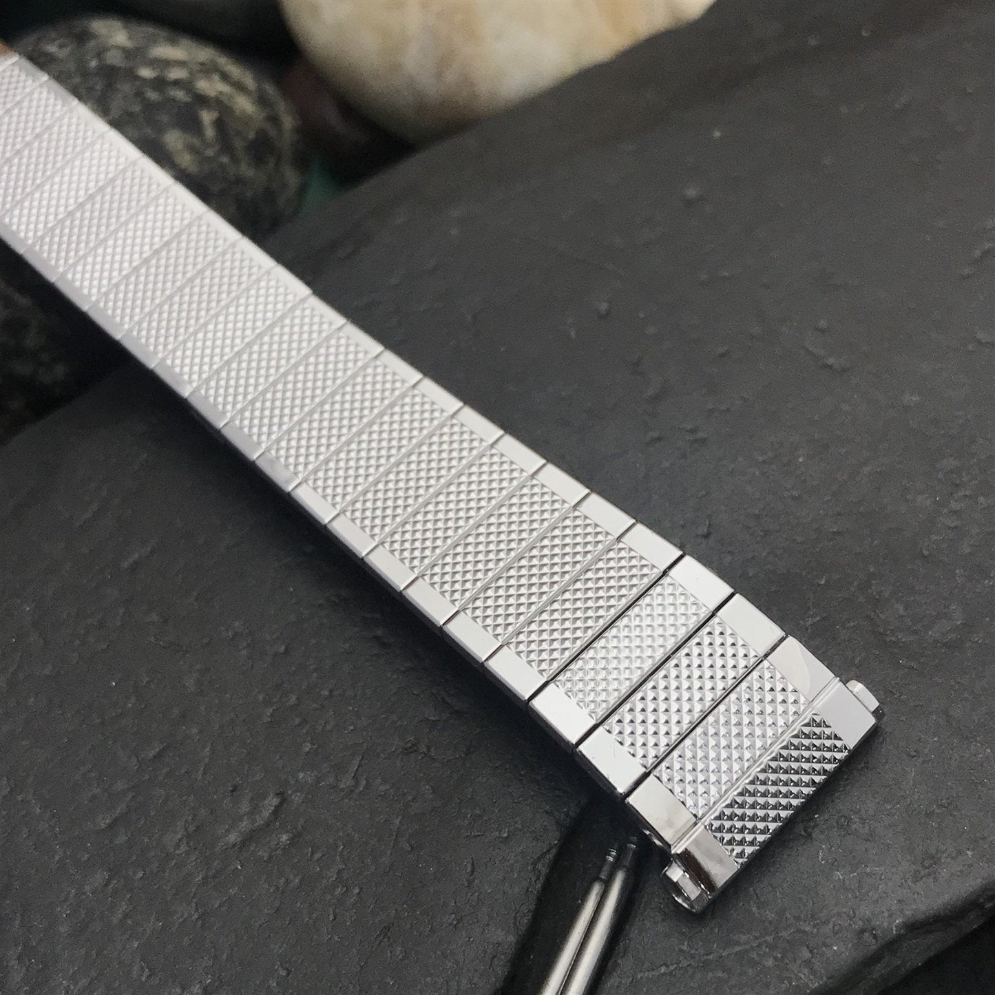 18mm 19mm Speidel Tapered 19mm 10k White Gold-Filled 1970s Vintage Watch Band