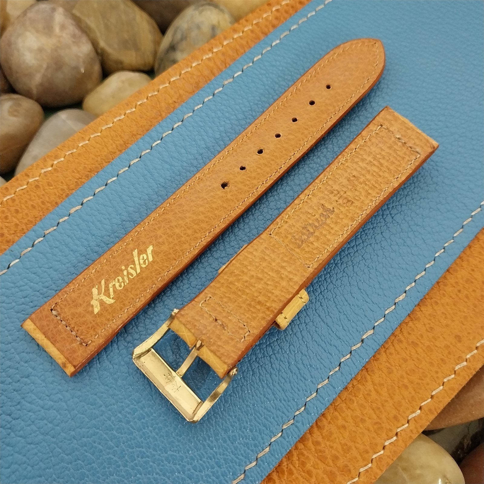 Vintage 5/8" Ostrich Kreisler Unused Classic Single Keeper 1950s Watch Band