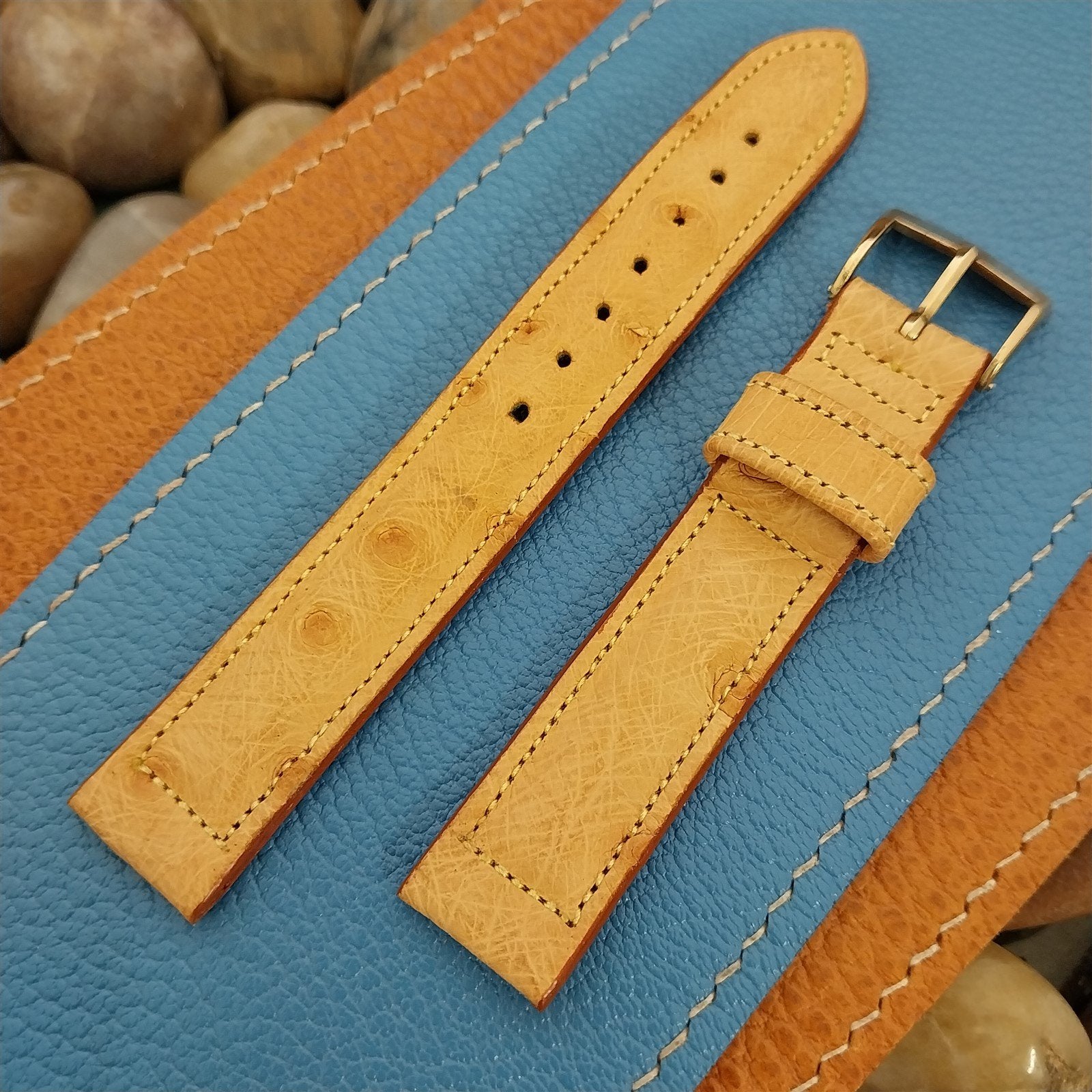 Vintage 5/8" Ostrich Kreisler Unused Classic Single Keeper 1950s Watch Band