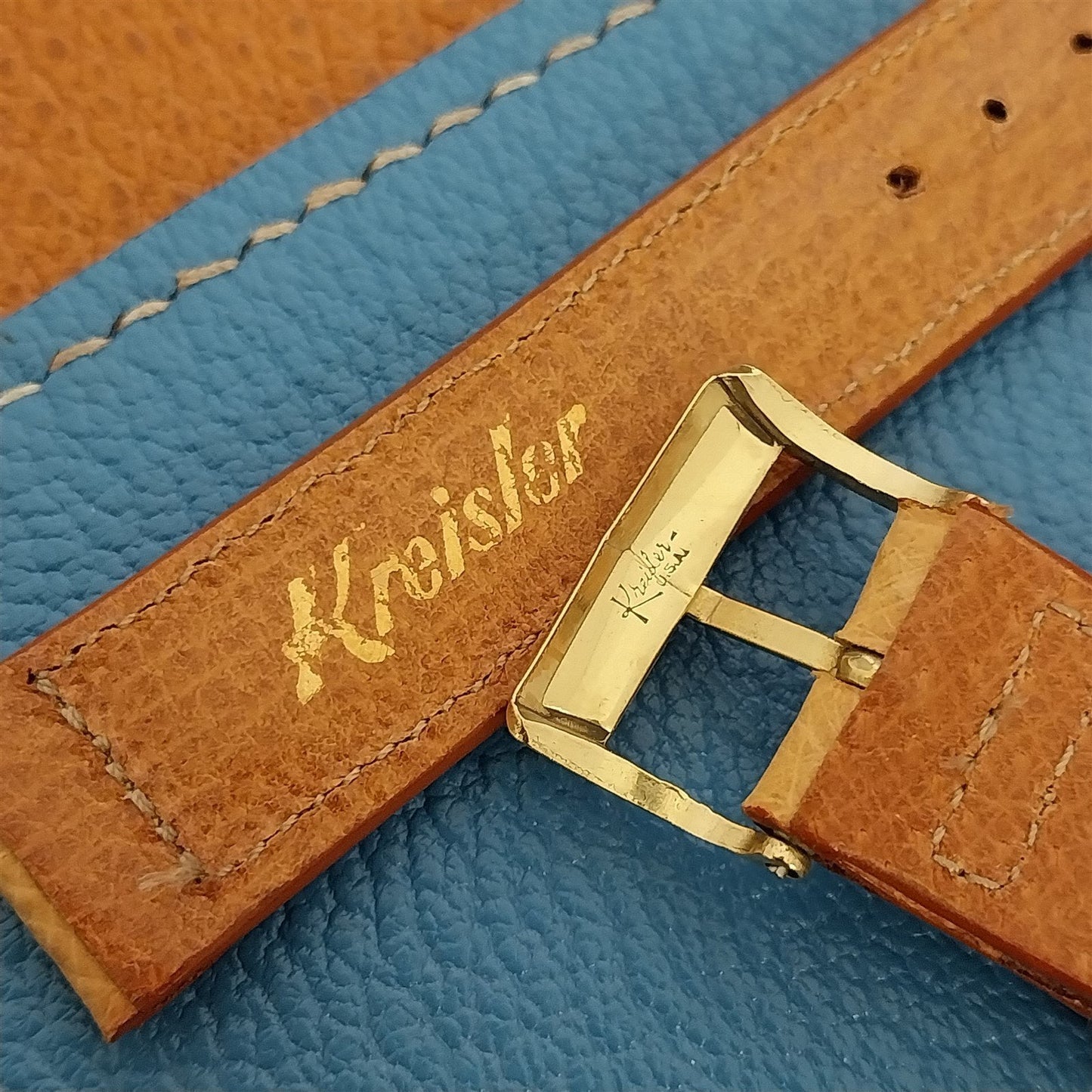 Vintage 5/8" Ostrich Kreisler Unused Classic Single Keeper 1950s Watch Band