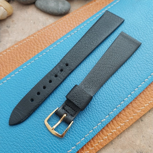 19mm Speidel Long Black Tapered Saddle Leather Unused 1970s Vintage Watch Strap