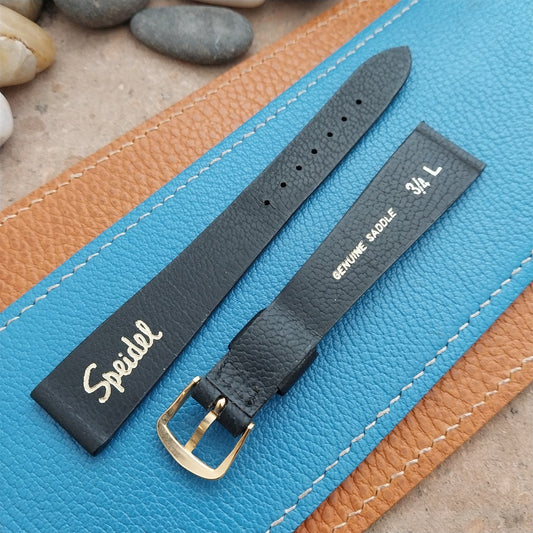 19mm Speidel Long Black Tapered Saddle Leather Unused 1970s Vintage Watch Strap